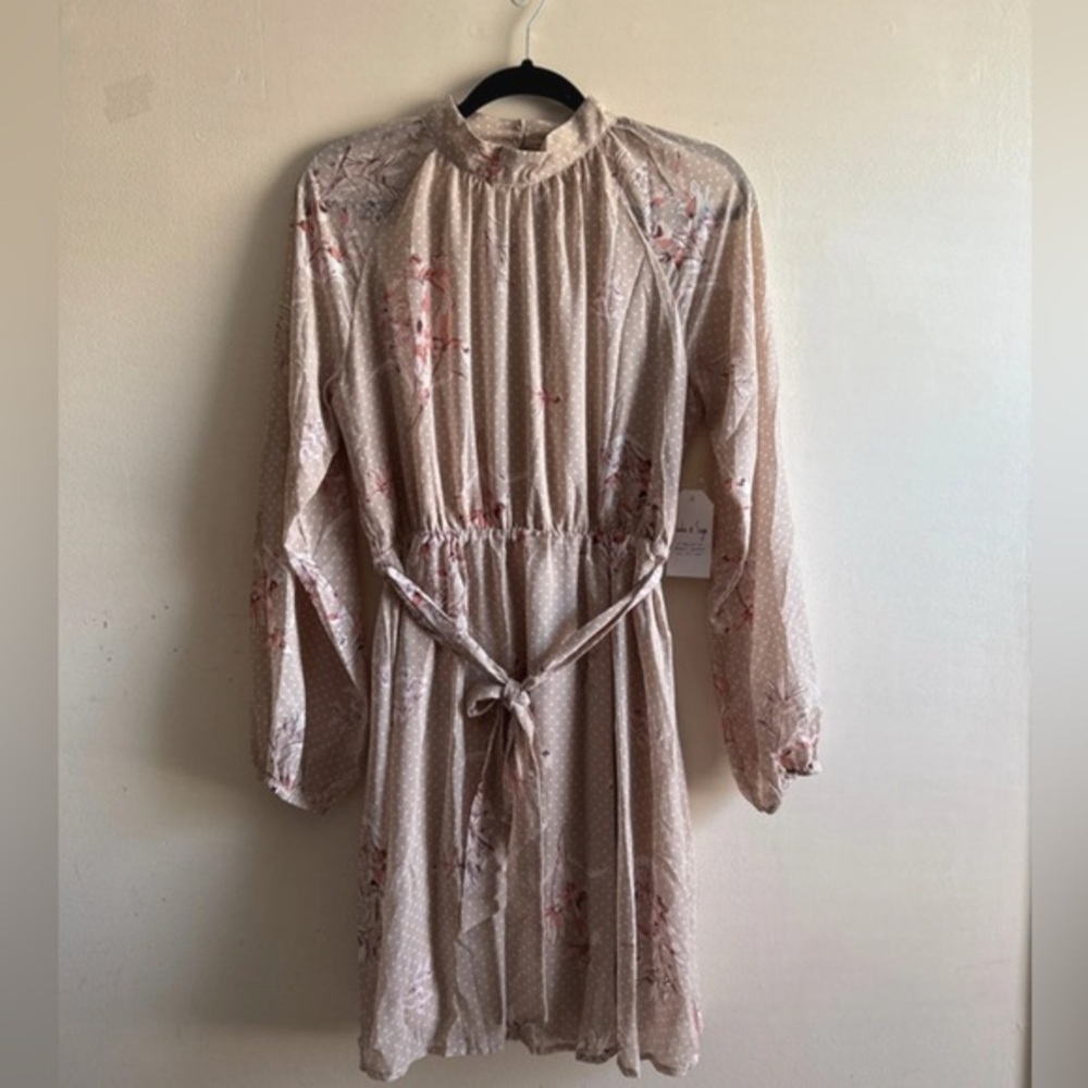 Sadie & Sage Polka Dot Floral Long Sleeve Dress